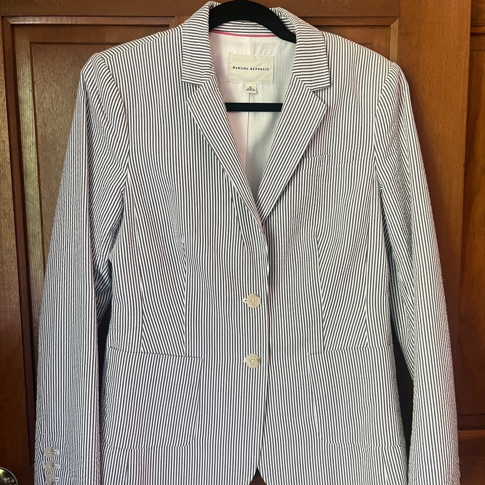 Banana Republic Women's Pinstripe Blazer - Black and White